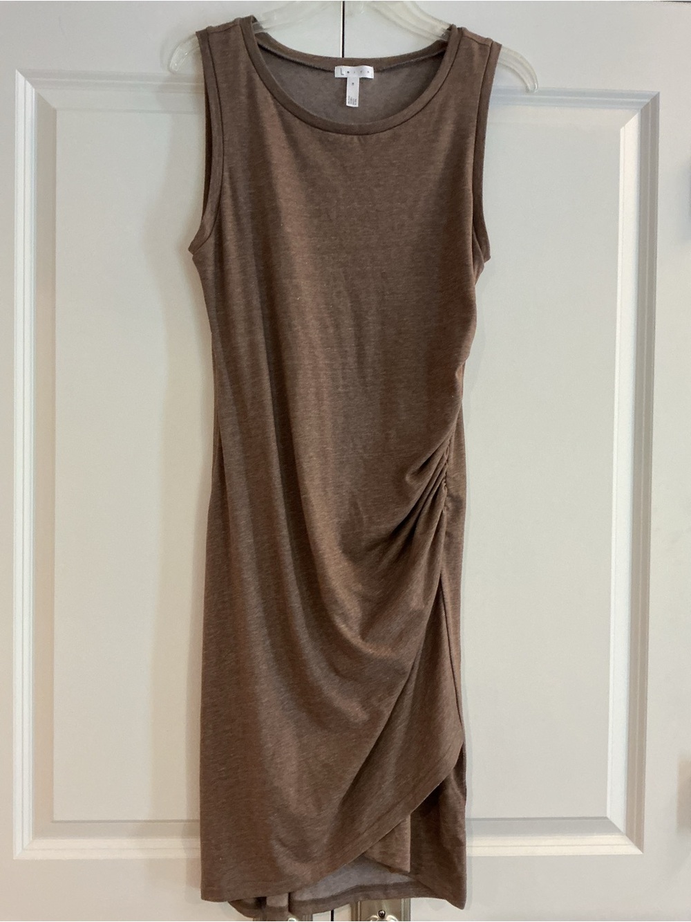 Sleeveless Brown Ruched Side Midi Dress by Leith M NWOT